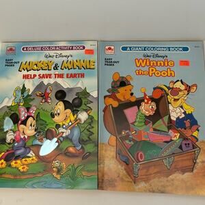 Vintage Golden Disney Coloring Books Set of 2 1992 Unused